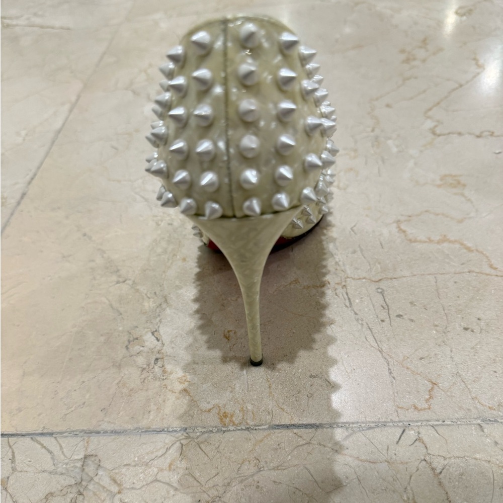Christian Louboutin White Spiked Heels - Picture 7 of 9
